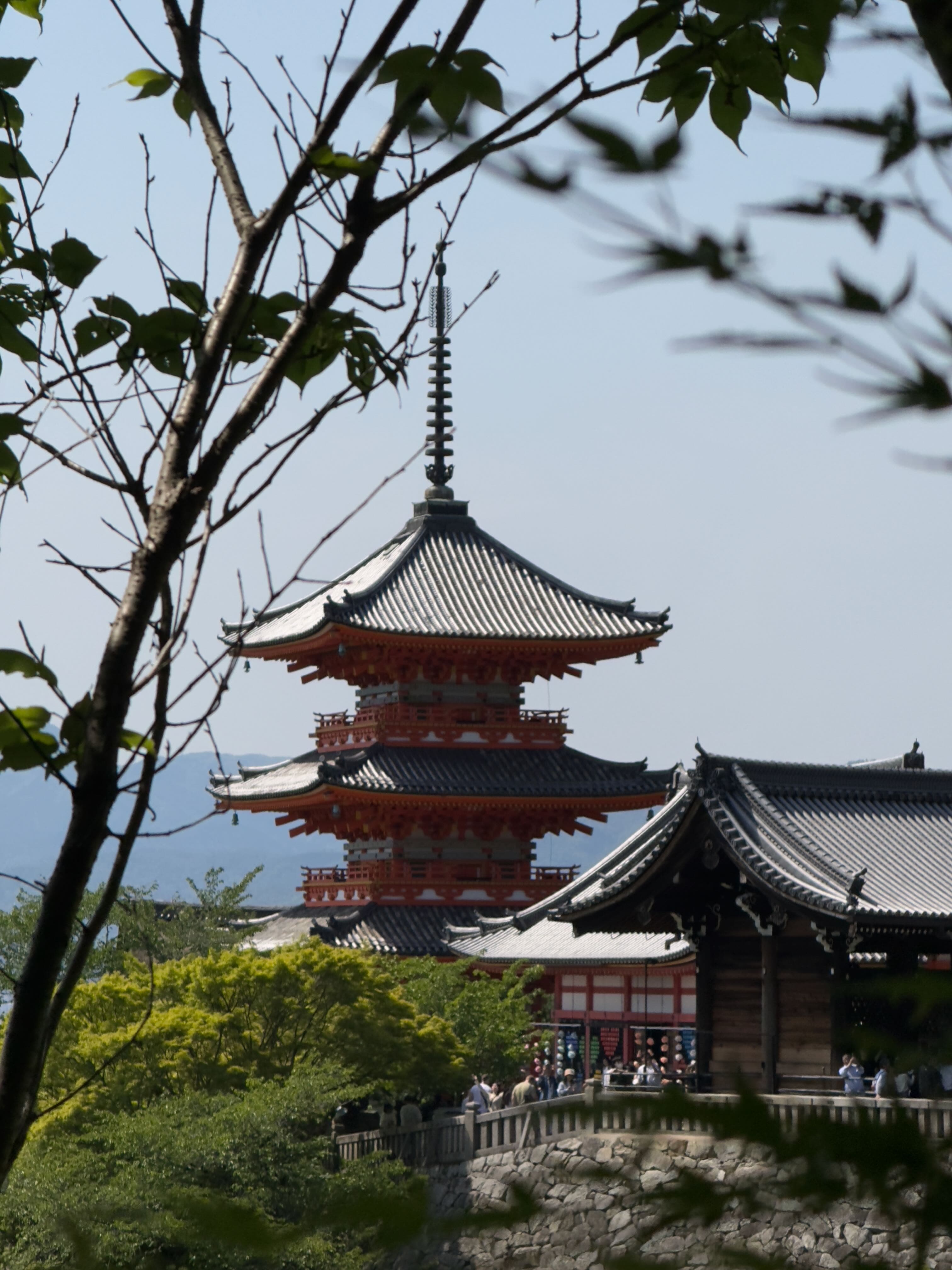 View from Kiyomizudera temple looking over the rooftops of Kyoto, Japan