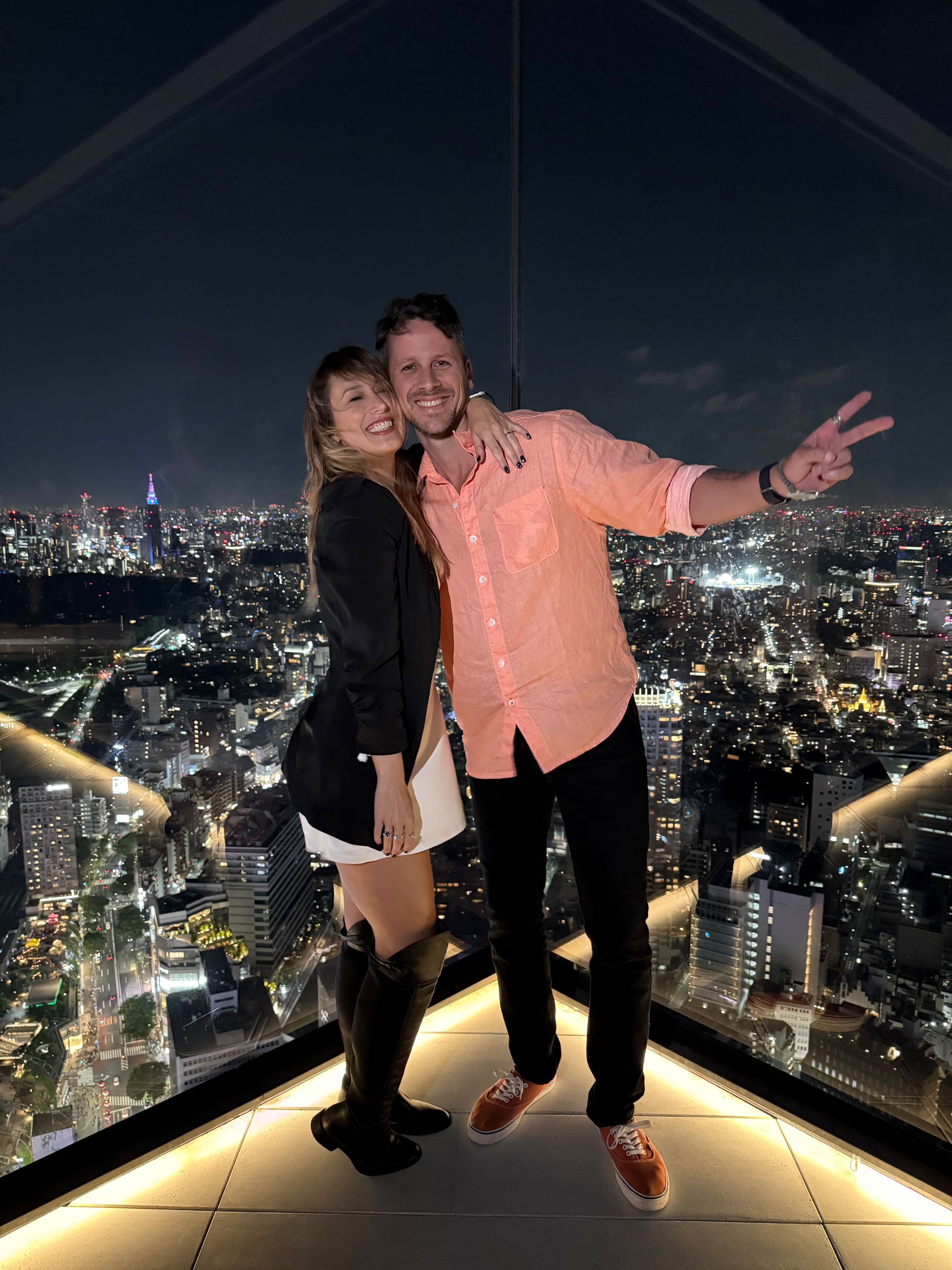 Shibuya Scramble Square observation deck in Tokyo at night, Japan