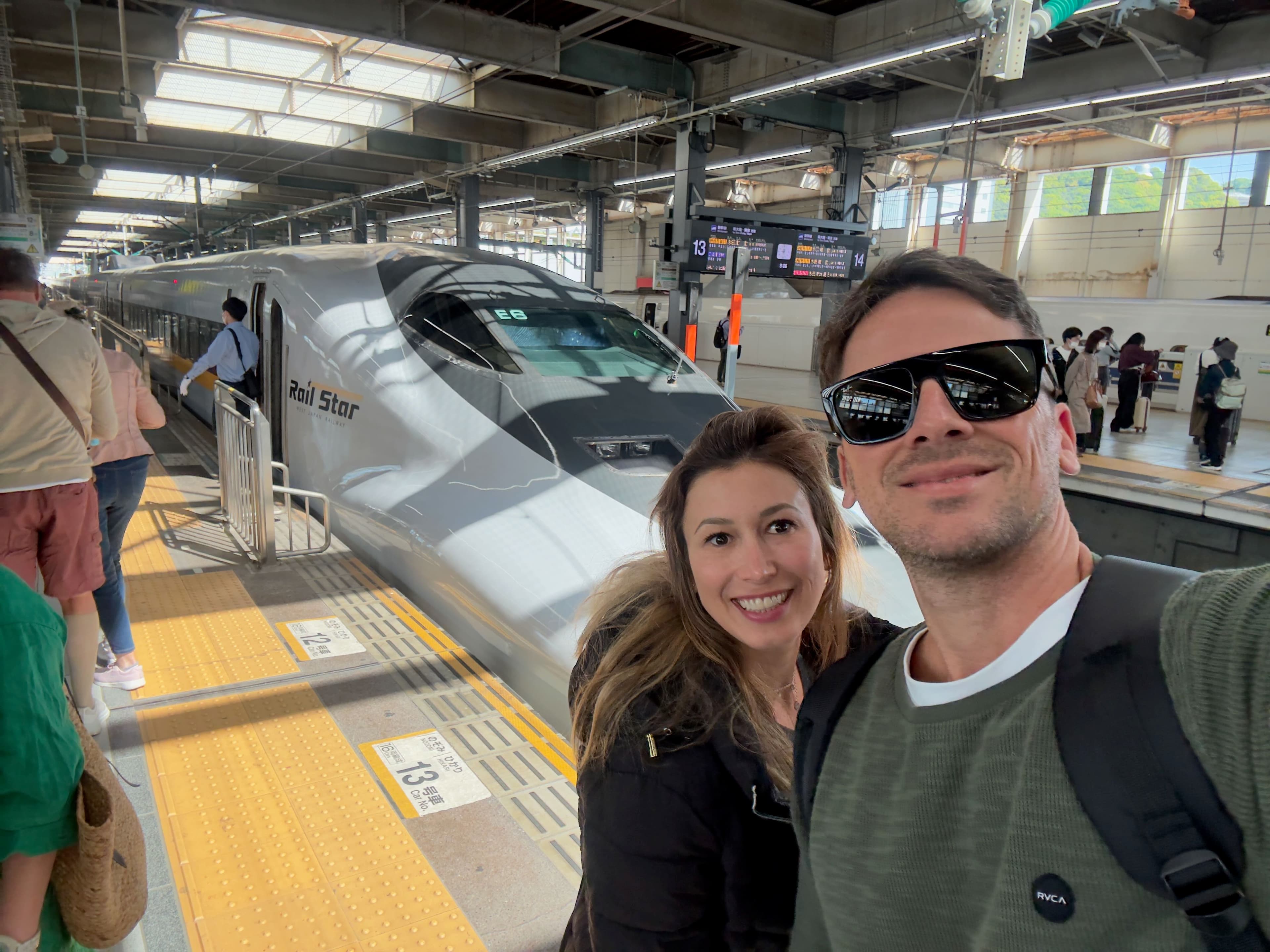 Shinkansen bullet train at platform, Japan