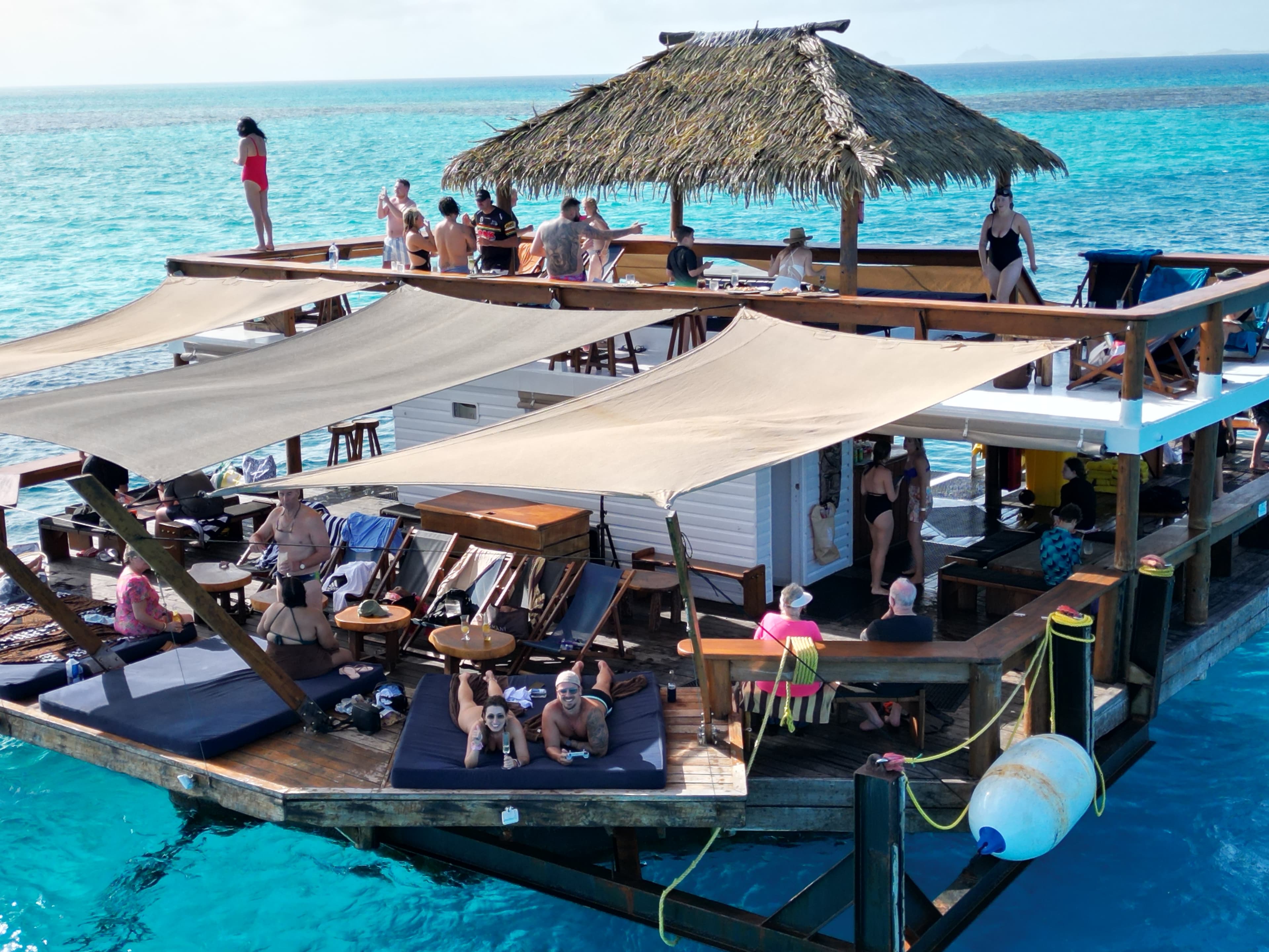 Cloud 9 floating bar at sunset