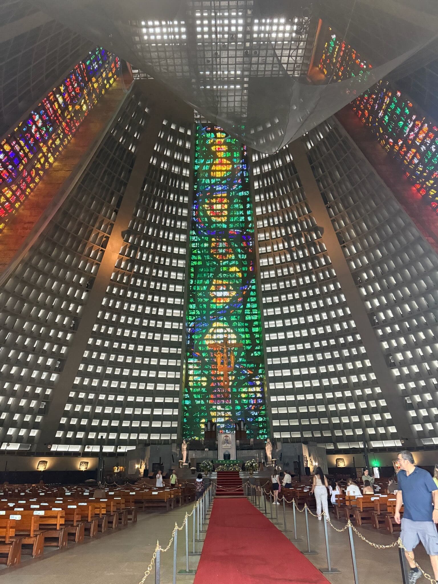 Metropolitan Cathedral of Rio de Janeiro interior, stained glass cone