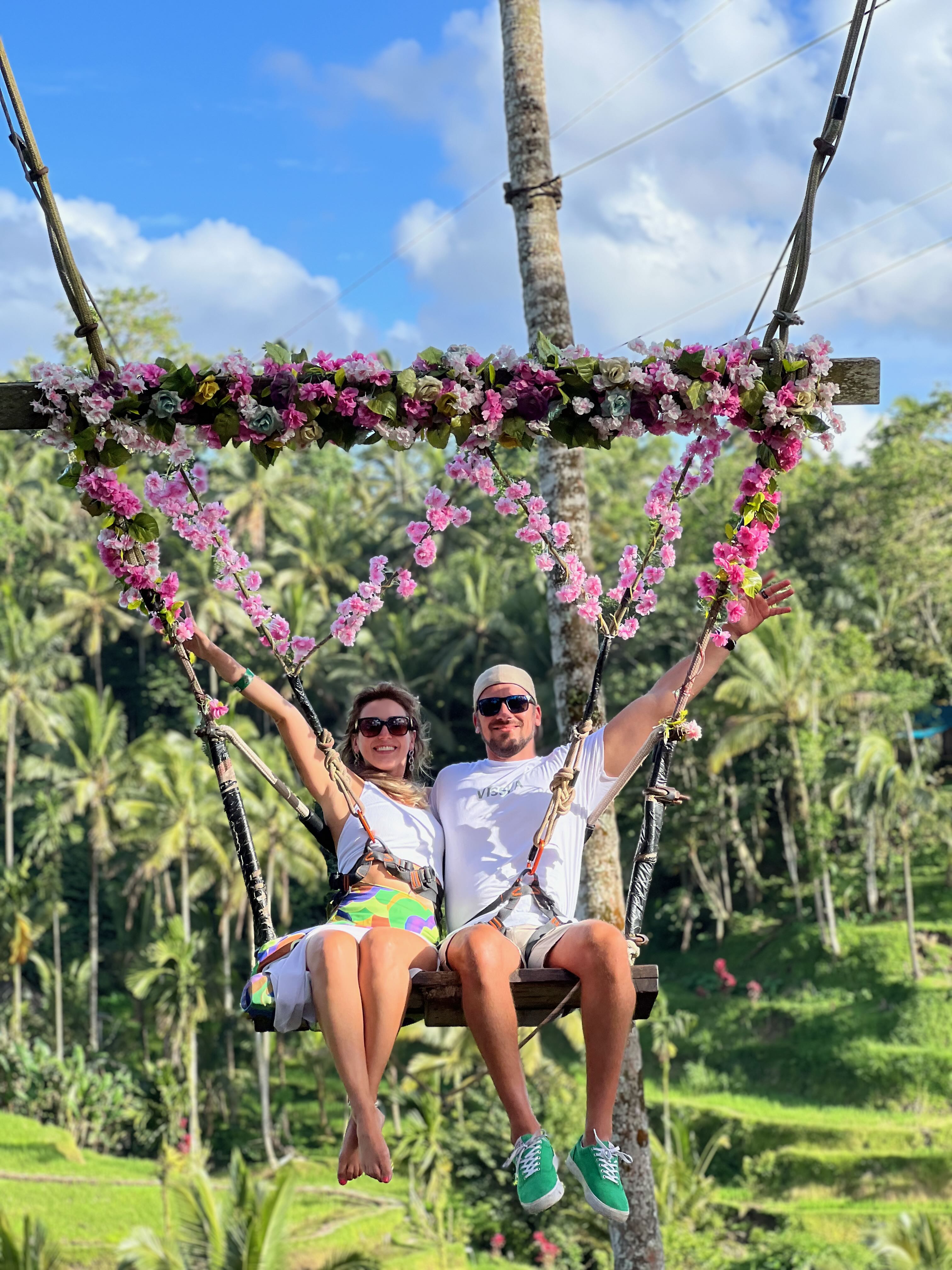 Swinging above the rice terraces, Ubud, Bali